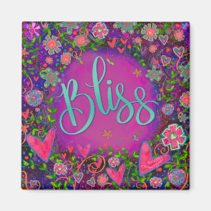 Roligt Lila Bliss Söt Blommigt Modern Inspiritivit Magnet