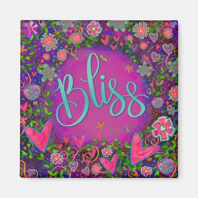 Roligt Lila Bliss Söt Blommigt Modern Inspiritivit Magnet (Framsidan)