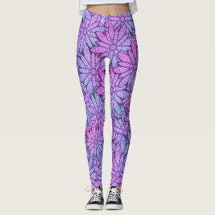 Roligt Lila blommor Leggings