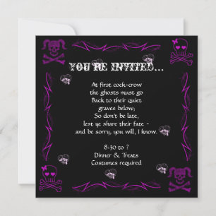 Roligt Lila Girl Girl Gothic Döskallars Halloween Inbjudningar