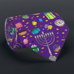 Roligt Lila Hanukkah Mönster Slips<br><div class="desc">Roligt Lila Hanukkah Mönster halsband</div>