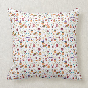 Roligt Lila Hat Catoween, Cute Orange Pumpkin Kudde