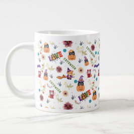 Roligt Lila Hat Catoween, Orange Pumpkin Jumbo Mugg