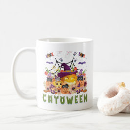 Roligt Lila Hat Catoween, Orange Pumpkin Kaffemugg