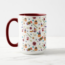 Roligt Lila Hat Catoween, Orange Pumpkin Mugg