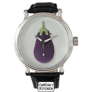Roligt Lila Modern Minimal Crochet Eggplant Armbandsur