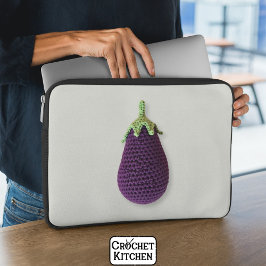 Roligt Lila Modern Minimal Crochet Eggplant Laptop Fodral