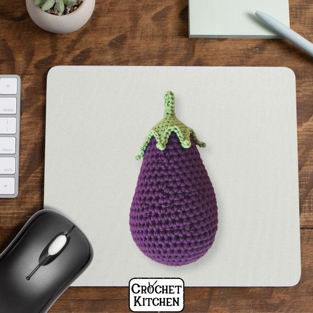 Roligt Lila Modern Minimal Crochet Eggplant Musmatta (Skapare uppladdad)
