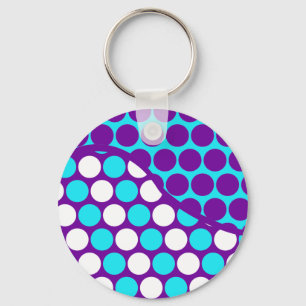 Roligt Lila och Teal Polka Dot Wave Mönster Nyckelring
