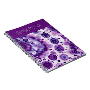 Roligt Lila Violet Rosa Batik Circles Art Mönster Anteckningsbok
