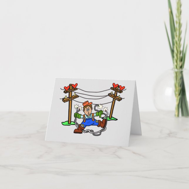 Roligt Linjearbetare Romantiskt Alla Hjärtans Dag- Kort (Framsida)