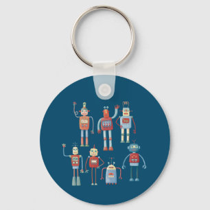 Roligt Little 1950s Stil Retro Robots Nyckelring