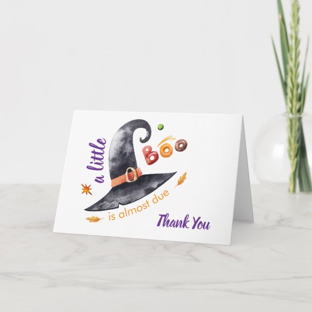 Roligt Little Boo Witch Hat Fall Baby Shower Tack Kort (Framsida)