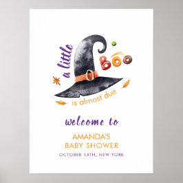 Roligt Little Boo Witch Hat Fall Baby Shower Välko Poster