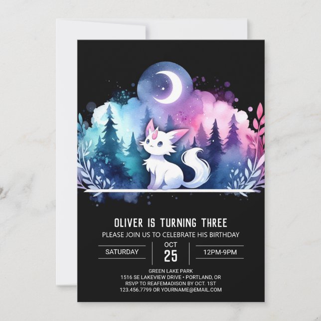 Roligt Little Cat Birthday Inbjudningar (Framsida)