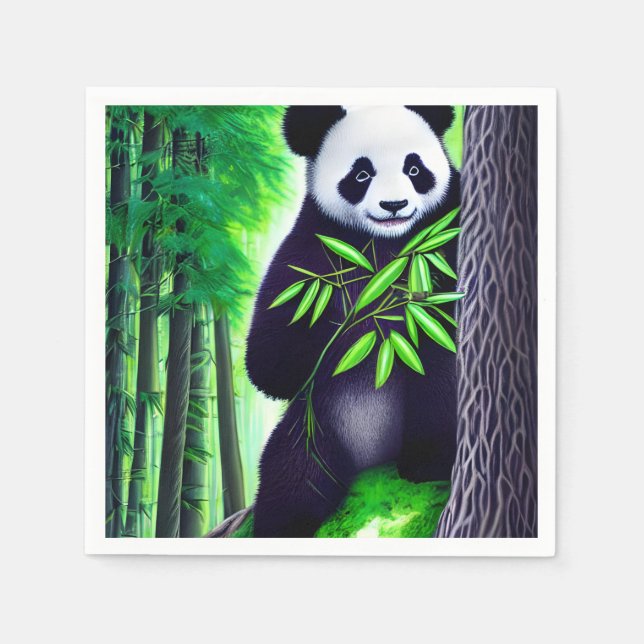 Roligt Little Panda Bear Pappersservett (Framsidan)