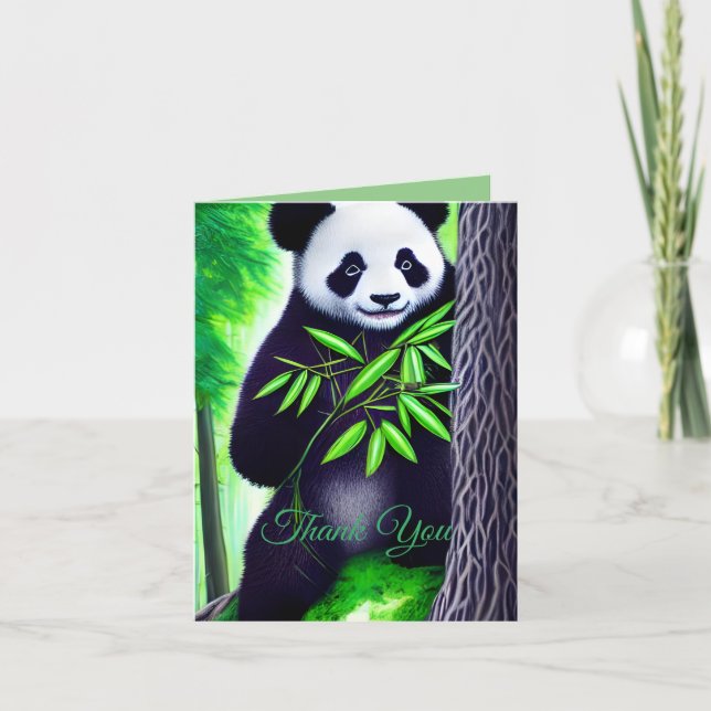 Roligt Little Panda Bear Tack Kort (Framsida)