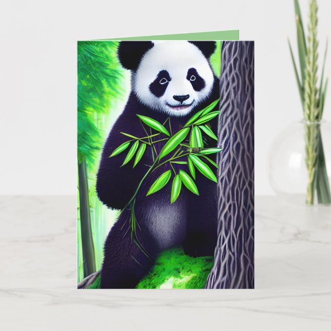 Roligt Little Panda Bear Tack Kort (Framsida)