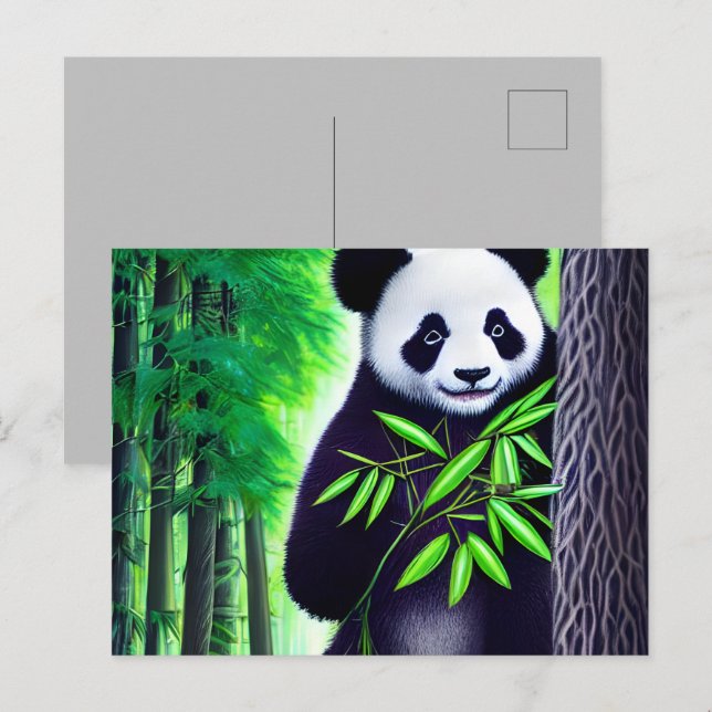 Roligt Little Panda Bear Vykort (Fram/baksida)