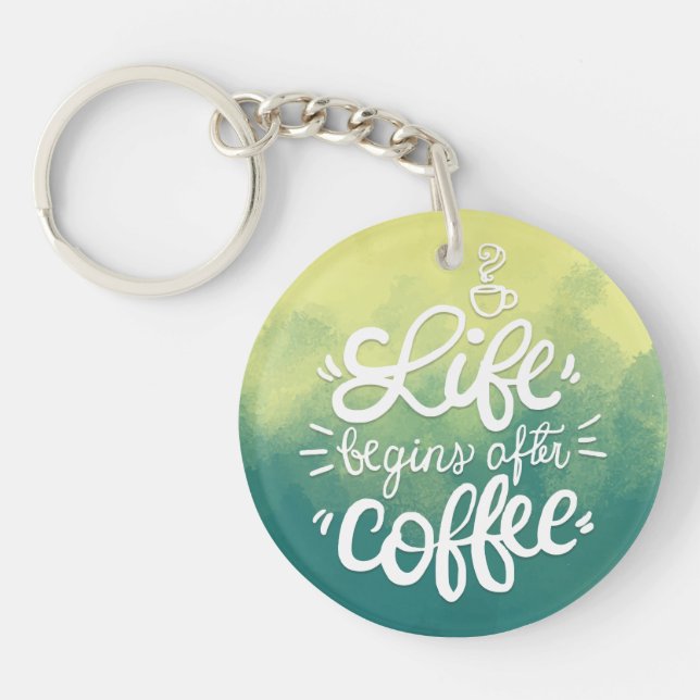 Roligt liv börjar efter kaffe Keychain (Framsidan)
