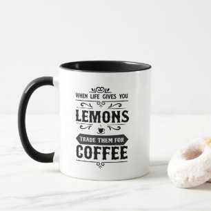 Roligt liv citroner kaffe ordkonst mugg