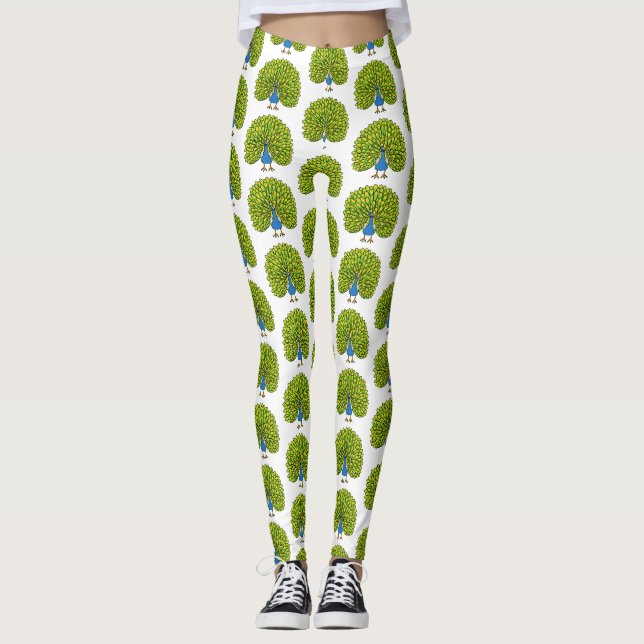 Roligt ljusa fågelillustration leggings (Framsida)