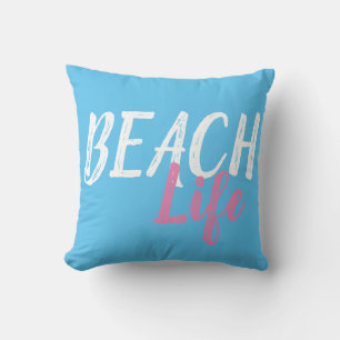 roligt ljusa färger BEACH LIFE himlar blue Kudde