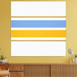 Roligt Ljusblå Tävla med fet Gult Rand på vitt Canvastryck