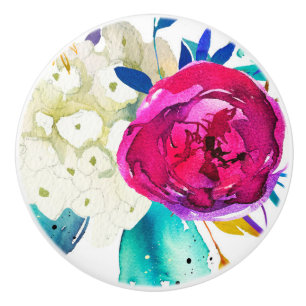 Roligt Ljust Djärvt Akvarell Blommig Färg Stänk Ku Knopp