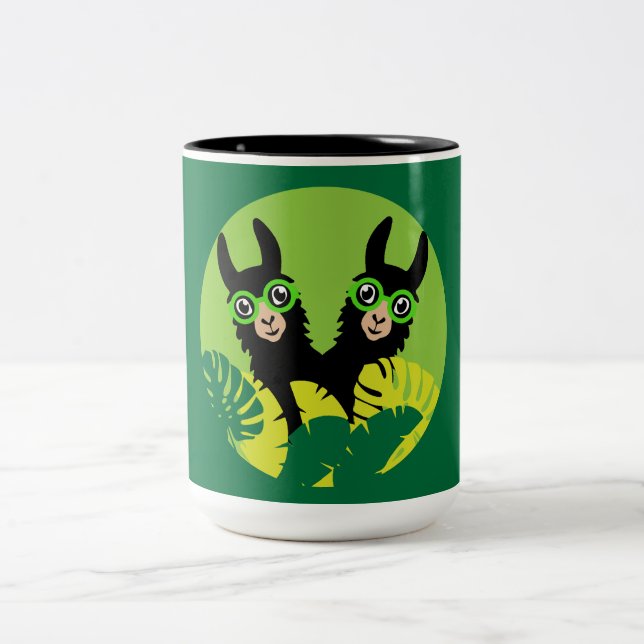 Roligt Llama Alpaca Hem och boende Två-Tonad Mugg (Center)