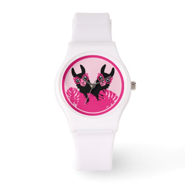 Roligt Llama Alpacas bästa vänner Armbandsur (Framsida)