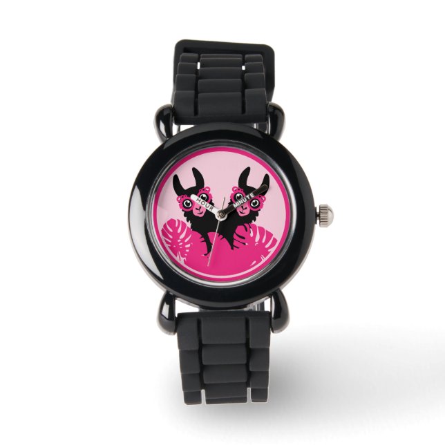 Roligt Llama Alpacas bästa vänner Armbandsur (Framsida)