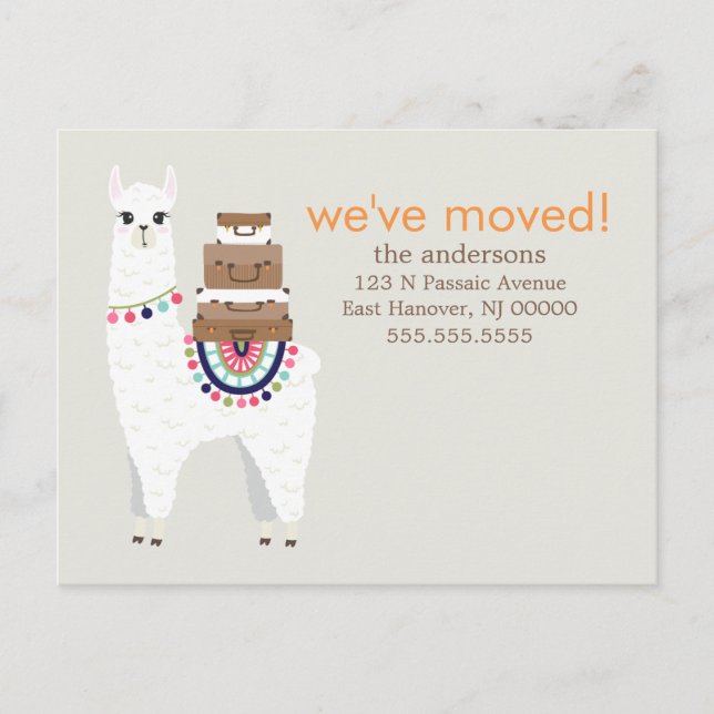 Roligt Llama Byte av Adress/Flytta meddelanden (Framsida)