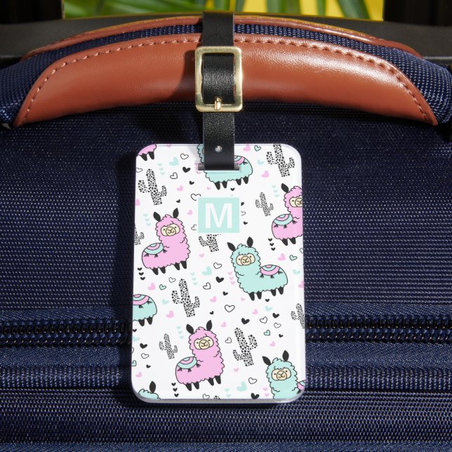 Roligt Llama Kids Travel Luggage Tag Bagagebricka (Framsida Insitu 2)