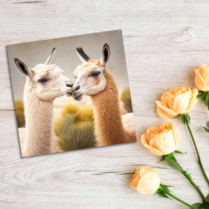 Roligt Llamas Kissing Tack Gratulerart