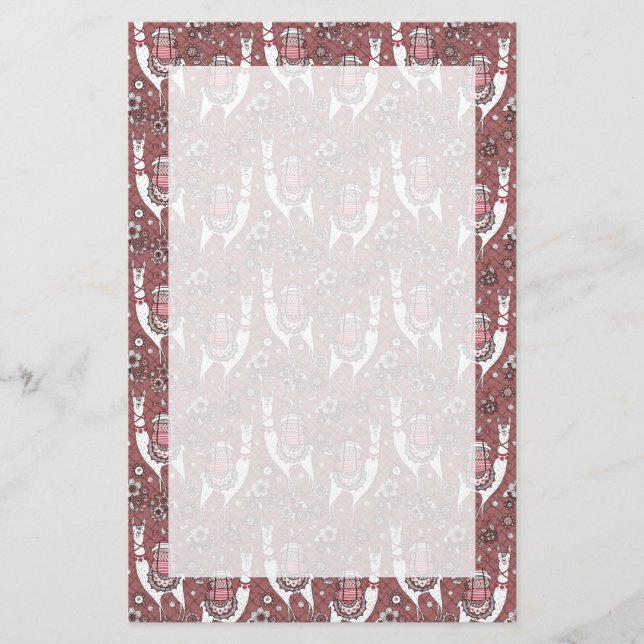 Roligt Llamasmönster Brevpapper (Framsida)