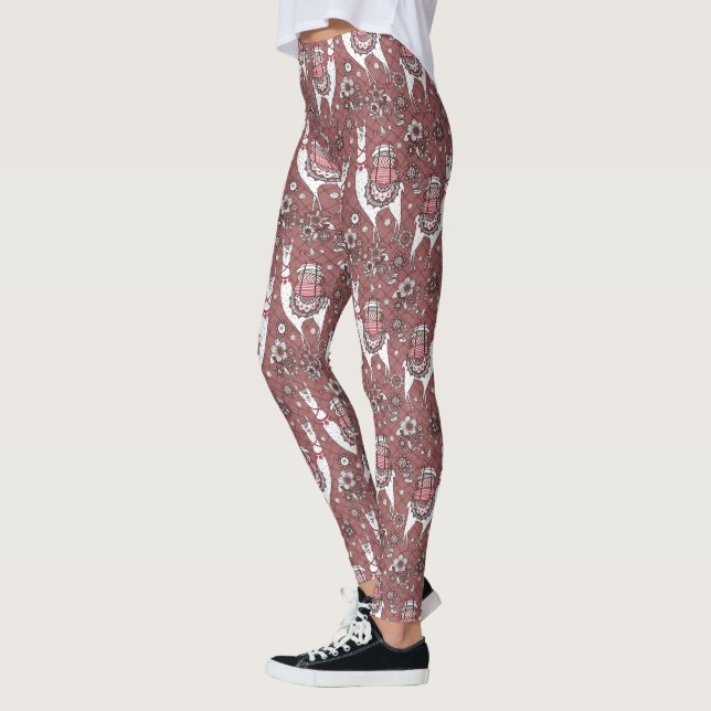 Roligt Llamasmönster Leggings (Vänster)
