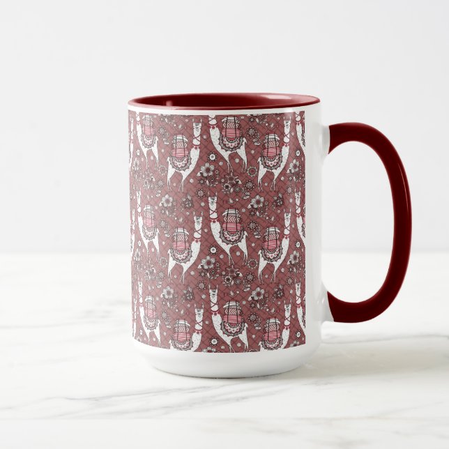 Roligt Llamasmönster Mugg (Höger)