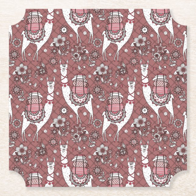 Roligt Llamasmönster Underlägg Papper (Framsida)