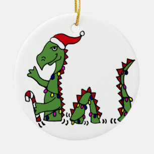 Roligt Loch Nessmonster i Santa hattjul Julgransprydnad Keramik