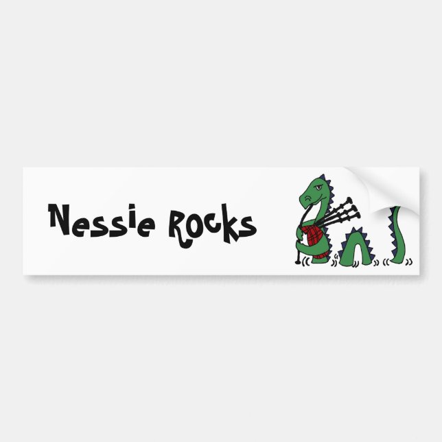 Roligt Loch Nessmonster som leker säckpipa Bildekal (Framsidan)