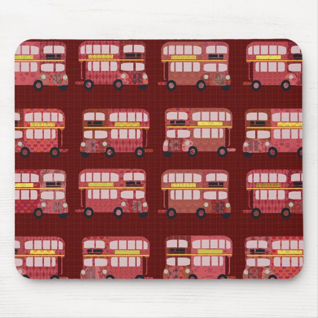 Roligt London Dubbla Decker Buss Tecknad Mönster Musmatta (Framsidan)