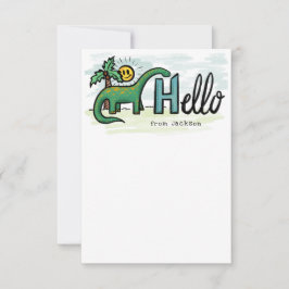 Roligt Long Nacke Dinosaur Hej Personal Kids Note Tack Kort