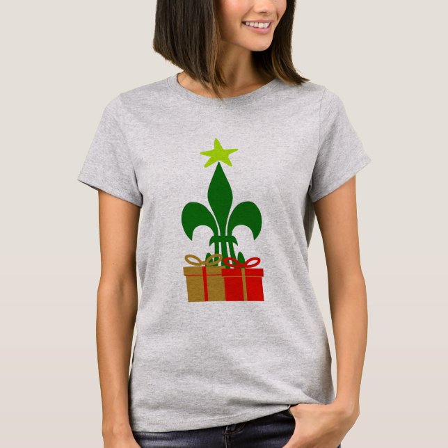 Roligt Louisiana Julgran Cajun New Orleans T Shirt (Framsida)