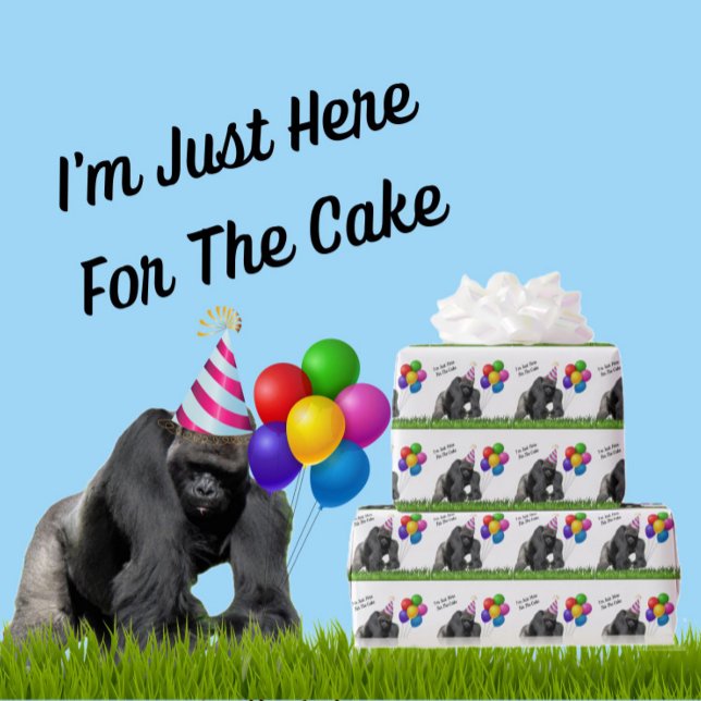 Roligt Loving Birthday Gorilla - Wrapping Papper R Presentpapper (here for the cake in blue)