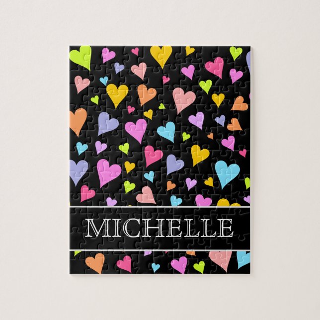 Roligt, Loving, Färga hörn Mönster + eget namn Pussel (Vertikal)