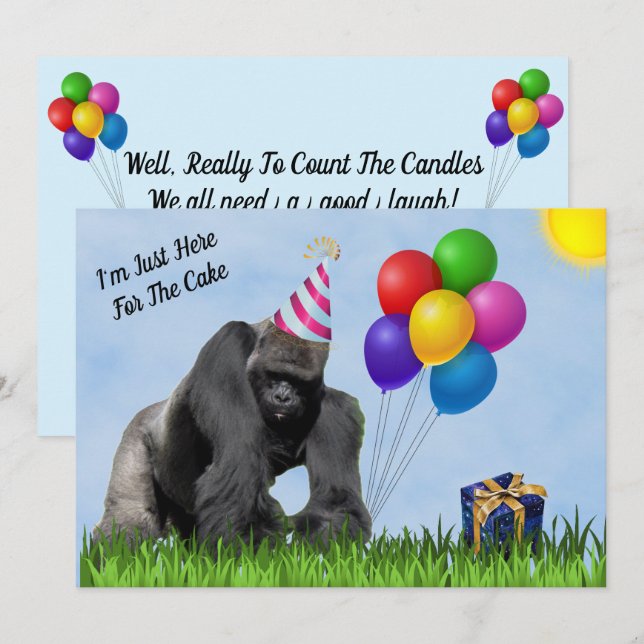 Roligt Loving Gorilla Birthday-platta kort (Fram/baksida)