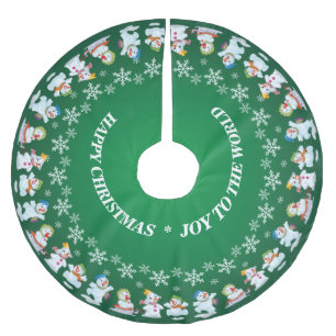 Roligt Loving Snögubbar och Snöflingor Julgransmatta Borstad Polyester