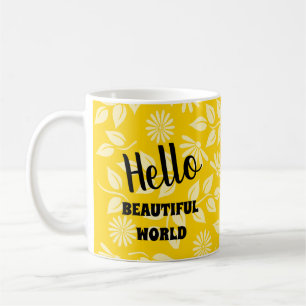 Roligt Lövs Daisys Mönster Bright Gult Template Kaffemugg