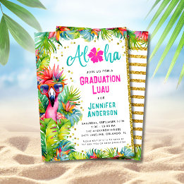 Roligt Lush Tropical Studenten Luau Party Inbjudningar